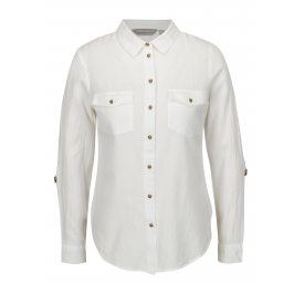 Bílá košile s knoflíky v bronzové barvě Dorothy Perkins Petite