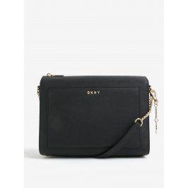 Černá kožená crossbody kabelka s detaily ve zlaté barvě DKNY Bryant