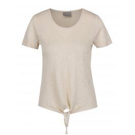 Béžové lněné tričko s uzlem Vero Moda Reza