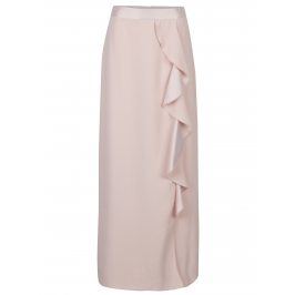 Světle růžová maxi sukně s volánem Dorothy Perkins