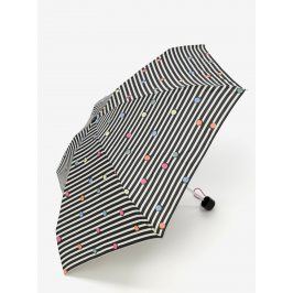 Krémovo-černý pruhovaný skládací deštník Esprit Dots & Dots