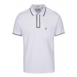 Bílé slim fit polo tričko s náprsní kapsou Original Penguin The Earl