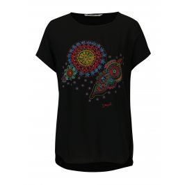 Černá halenka s krátkým rukávem Desigual More Fantasy