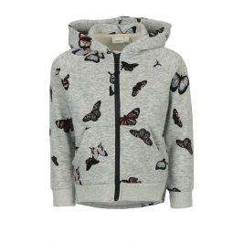 Šedá holčíčí mikina na zip s potiskem motýlů name it Kutter