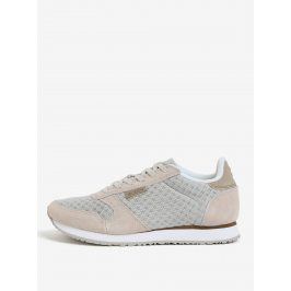 Béžové dámské tenisky se semišovými detaily Woden Ydun Suede Mesh