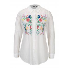 Bílá košile s květovanými výšivkami Dorothy Perkins