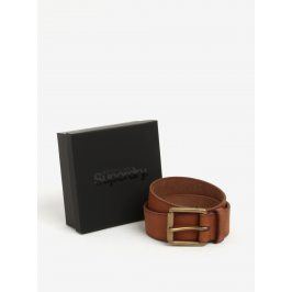 Hnědý pánský kožený pásek Superdry Western