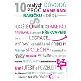 Bílo-růžový plakát HEZKÝ SVĚT Babi děda