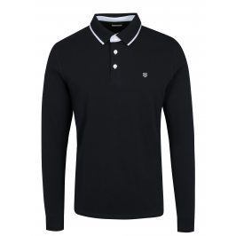 Tmavě modré polo tričko s dlouhým rukávem Jack & Jones Premium Paulos