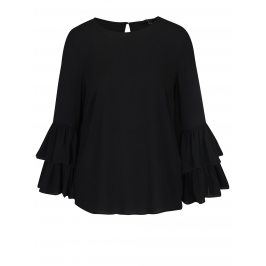 Černá halenka s volány na rukávech VERO MODA Dellie