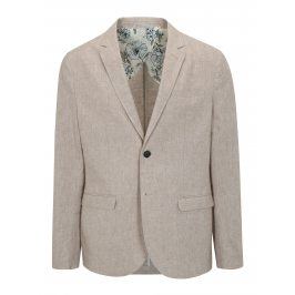 Béžové žíhané lněné sako Selected Homme One Juan
