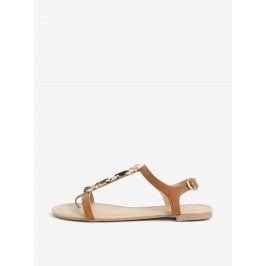 Hnědé koženkové sandály Dorothy Perkins