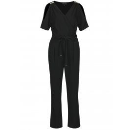 Černý overal s překládaným výstřihem Dorothy Perkins