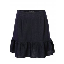 Tmavě modrá lněná sukně VERO MODA Asta