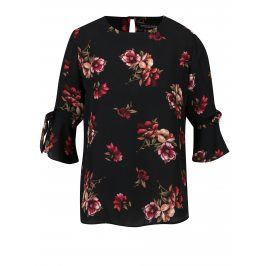 Černá květovaná halenka se zvonovými rukávy Dorothy Perkins