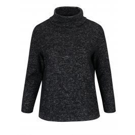 Černá žíhaná mikina s vysokým límcem Ulla Popken