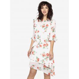 Bílé asymetrické květované šaty s volány Miss Selfridge