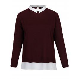 Vínový top s všitou košilí 2v1 Dorothy Perkins Curve