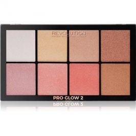 Makeup Revolution Pro Glow 2 paleta rozjasňovačů 8 x 2,5 g