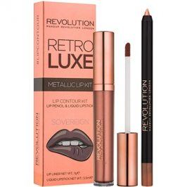 Makeup Revolution Retro Luxe metalická sada na rty odstín Sovereign 5,5 ml